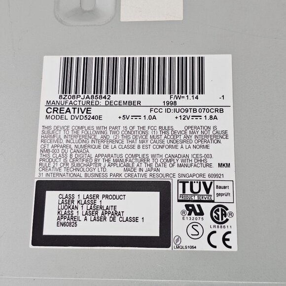 Untested Creative PC-DVD Dxr2 DVD5240E 5X IDE DVD-ROM CDROM Optical Drive - Picture 8 of 9